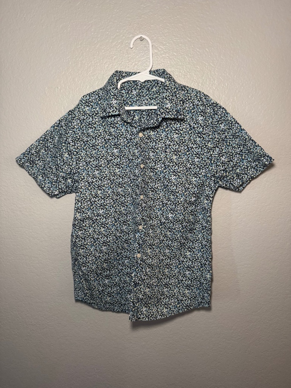 Vineyard Vines Medium Short-Sleeve Navy  Micro Floral Button-Up Shirt (032)